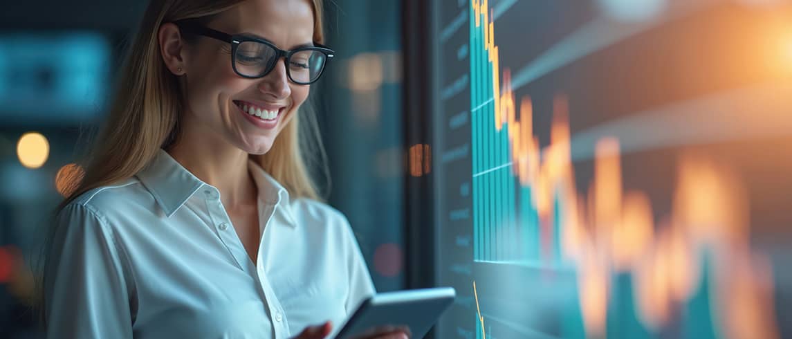 traderka študuje cenové formácie