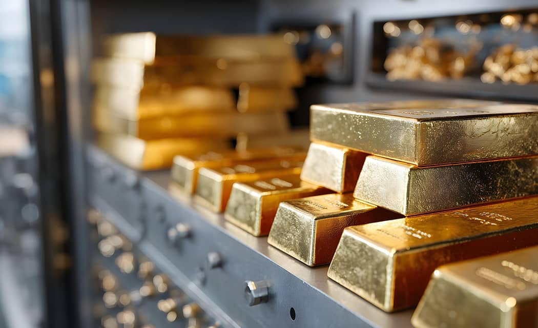 zlaté tehličky v trezore